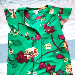 J Crew green floral top